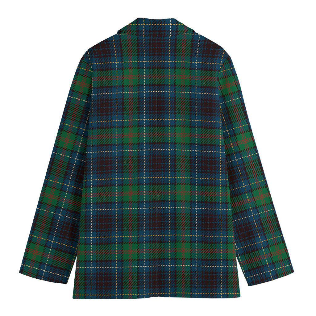 Blue And Green Tartan Pattern Print Women's Cotton Blazer