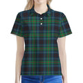 Blue And Green Tartan Pattern Print Women's Polo Shirt