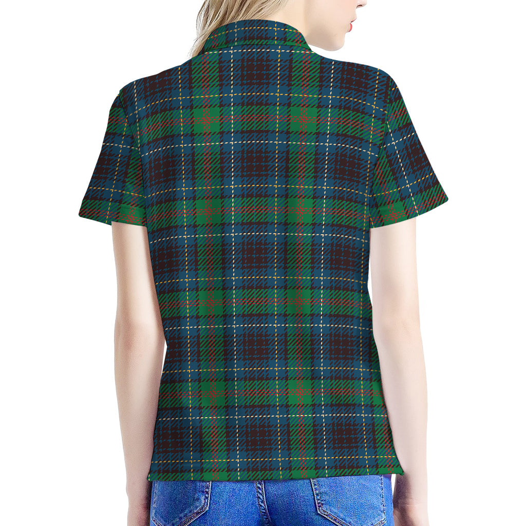 Blue And Green Tartan Pattern Print Women's Polo Shirt