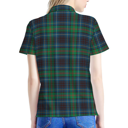 Blue And Green Tartan Pattern Print Women's Polo Shirt