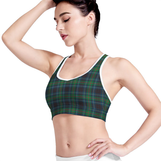 Blue And Green Tartan Pattern Print Women's Sports Bra