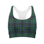 Blue And Green Tartan Pattern Print Women's Sports Bra