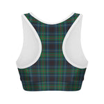 Blue And Green Tartan Pattern Print Women's Sports Bra