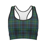 Blue And Green Tartan Pattern Print Women's Sports Bra