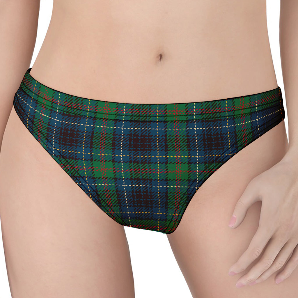 Blue And Green Tartan Pattern Print Women's Thong