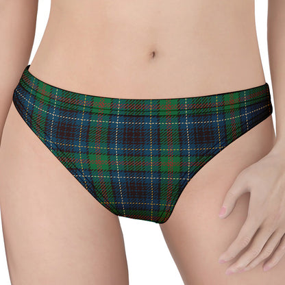 Blue And Green Tartan Pattern Print Women's Thong