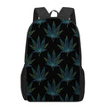 Blue And Green Weed Leaf Pattern Print 17 Inch Backpack