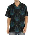 Blue And Green Weed Leaf Pattern Print Aloha Shirt