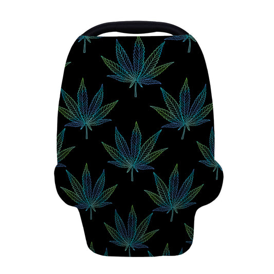 Blue And Green Weed Leaf Pattern Print Baby Seat Cover