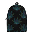 Blue And Green Weed Leaf Pattern Print School Backpack