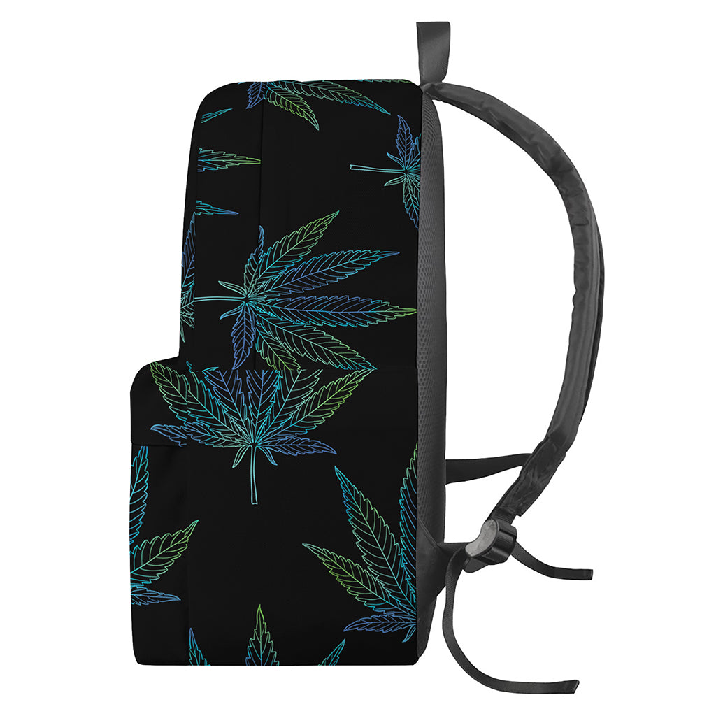 Blue And Green Weed Leaf Pattern Print Backpack
