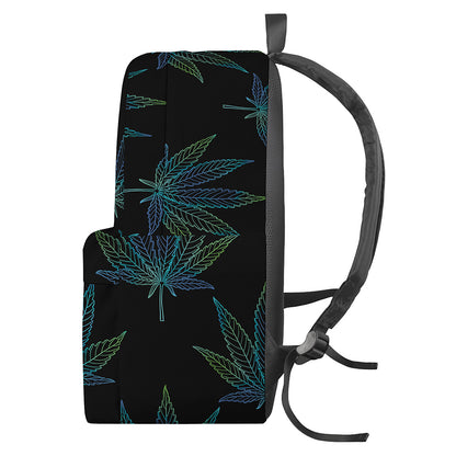 Blue And Green Weed Leaf Pattern Print Backpack