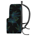 Blue And Green Weed Leaf Pattern Print Backpack