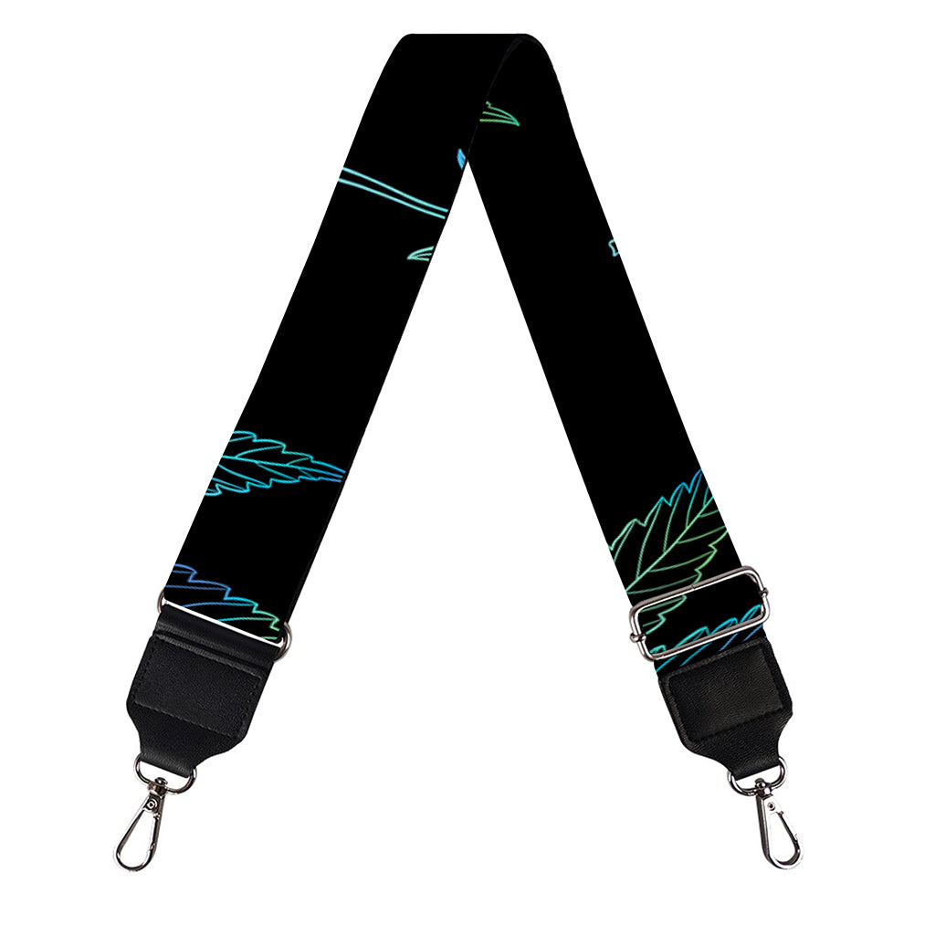 Blue And Green Weed Leaf Pattern Print Bag Strap