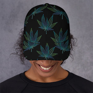 Blue And Green Weed Leaf Pattern Print Baseball Cap