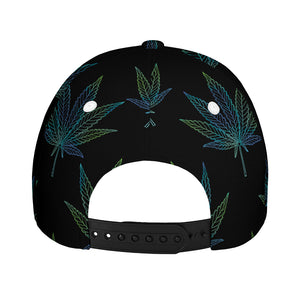 Blue And Green Weed Leaf Pattern Print Baseball Cap