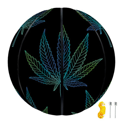 Blue And Green Weed Leaf Pattern Print Basketball