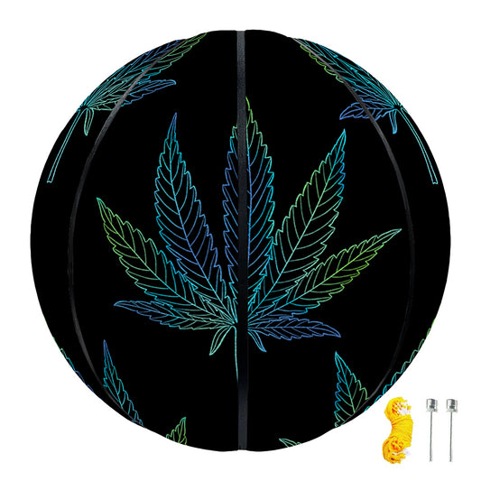 Blue And Green Weed Leaf Pattern Print Basketball