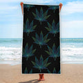 Blue And Green Weed Leaf Pattern Print Beach Towel
