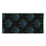 Blue And Green Weed Leaf Pattern Print Beach Towel