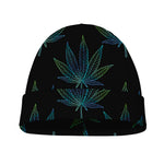 Blue And Green Weed Leaf Pattern Print Beanie