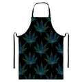 Blue And Green Weed Leaf Pattern Print Bib Apron With Pocket