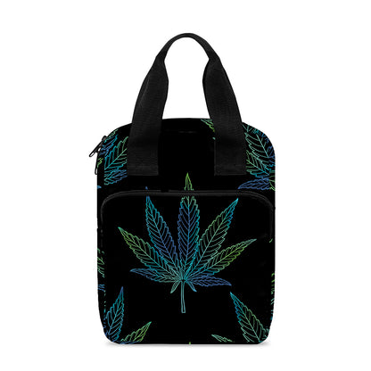 Blue And Green Weed Leaf Pattern Print Bible Tote Bag
