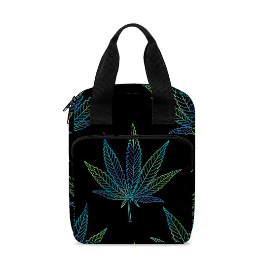 Blue And Green Weed Leaf Pattern Print Bible Tote Bag