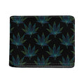 Blue And Green Weed Leaf Pattern Print Bifold Wallet