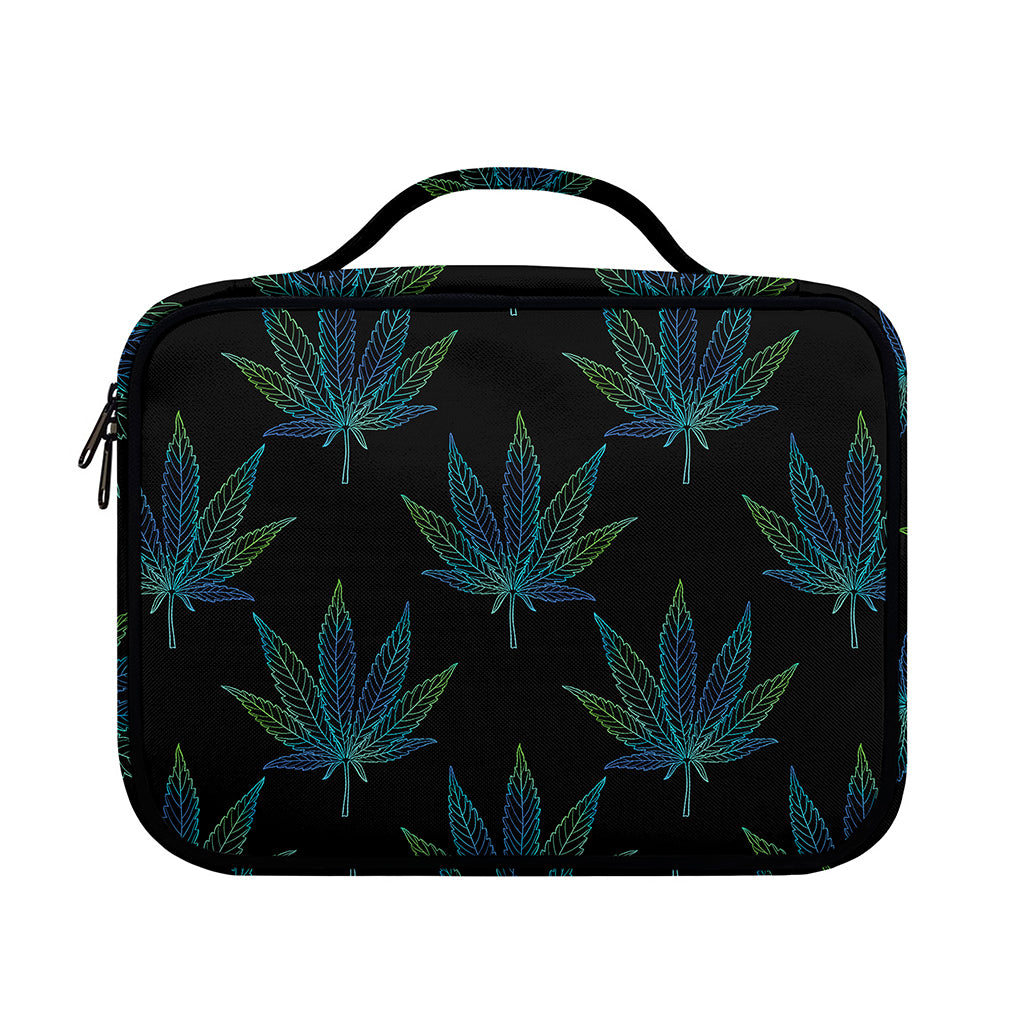 Blue And Green Weed Leaf Pattern Print Briefcase Bible Bag