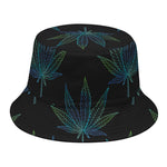 Blue And Green Weed Leaf Pattern Print Bucket Hat