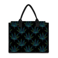Blue And Green Weed Leaf Pattern Print Canvas Tote Bag