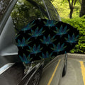 Blue And Green Weed Leaf Pattern Print Car Side Mirror Covers