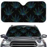 Blue And Green Weed Leaf Pattern Print Car Windshield Sun Shade