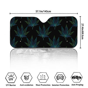 Blue And Green Weed Leaf Pattern Print Car Windshield Sun Shade