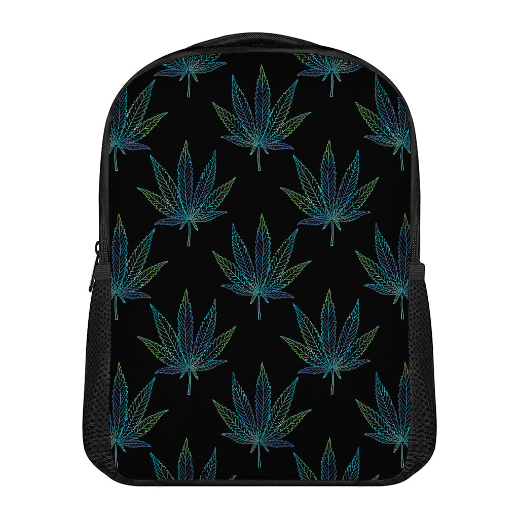 Blue And Green Weed Leaf Pattern Print Casual Backpack