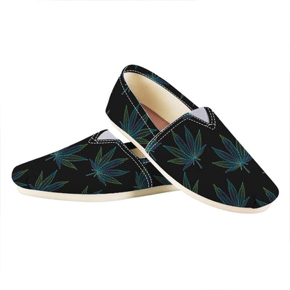 Blue And Green Weed Leaf Pattern Print Casual Shoes