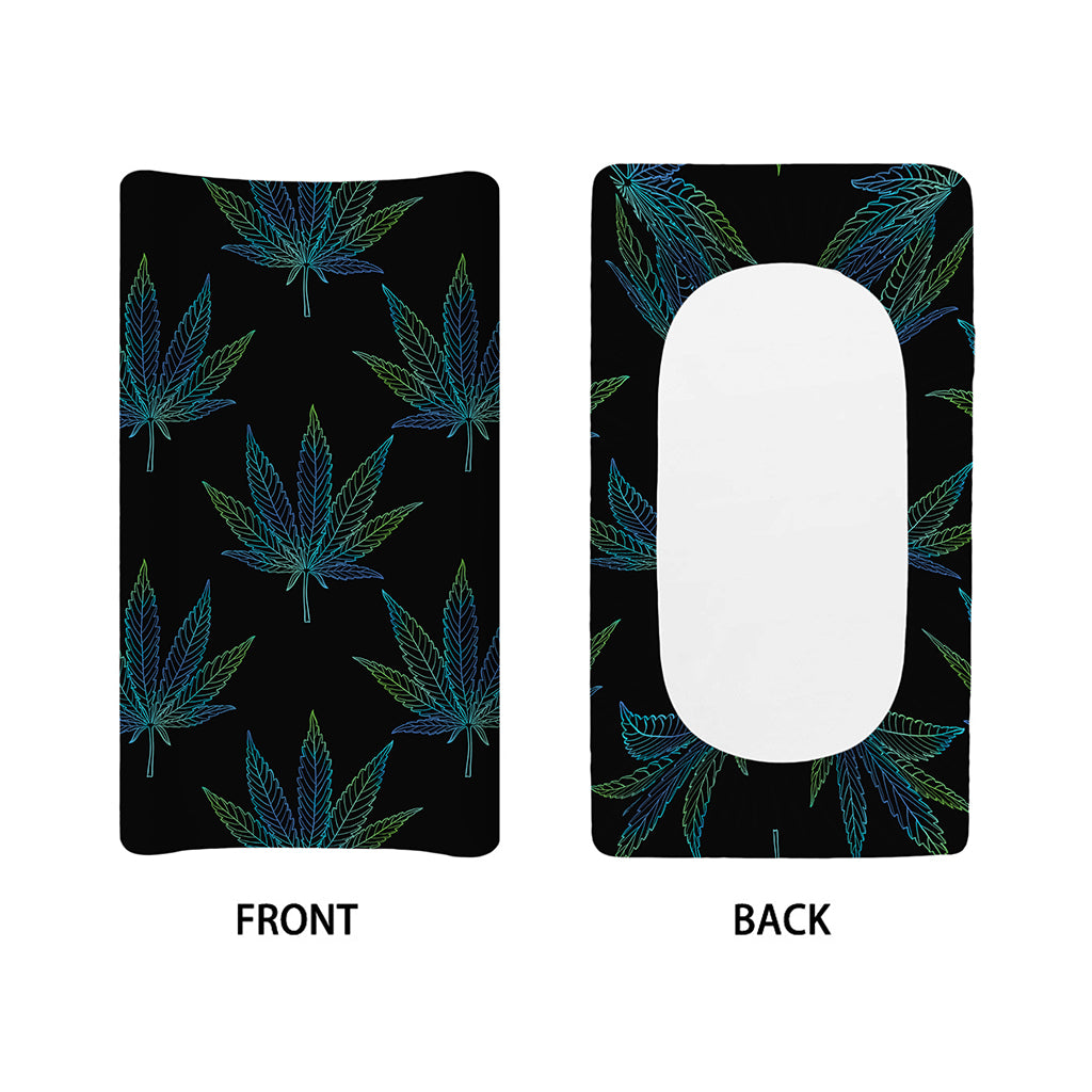 Blue And Green Weed Leaf Pattern Print Changing Pad Cover