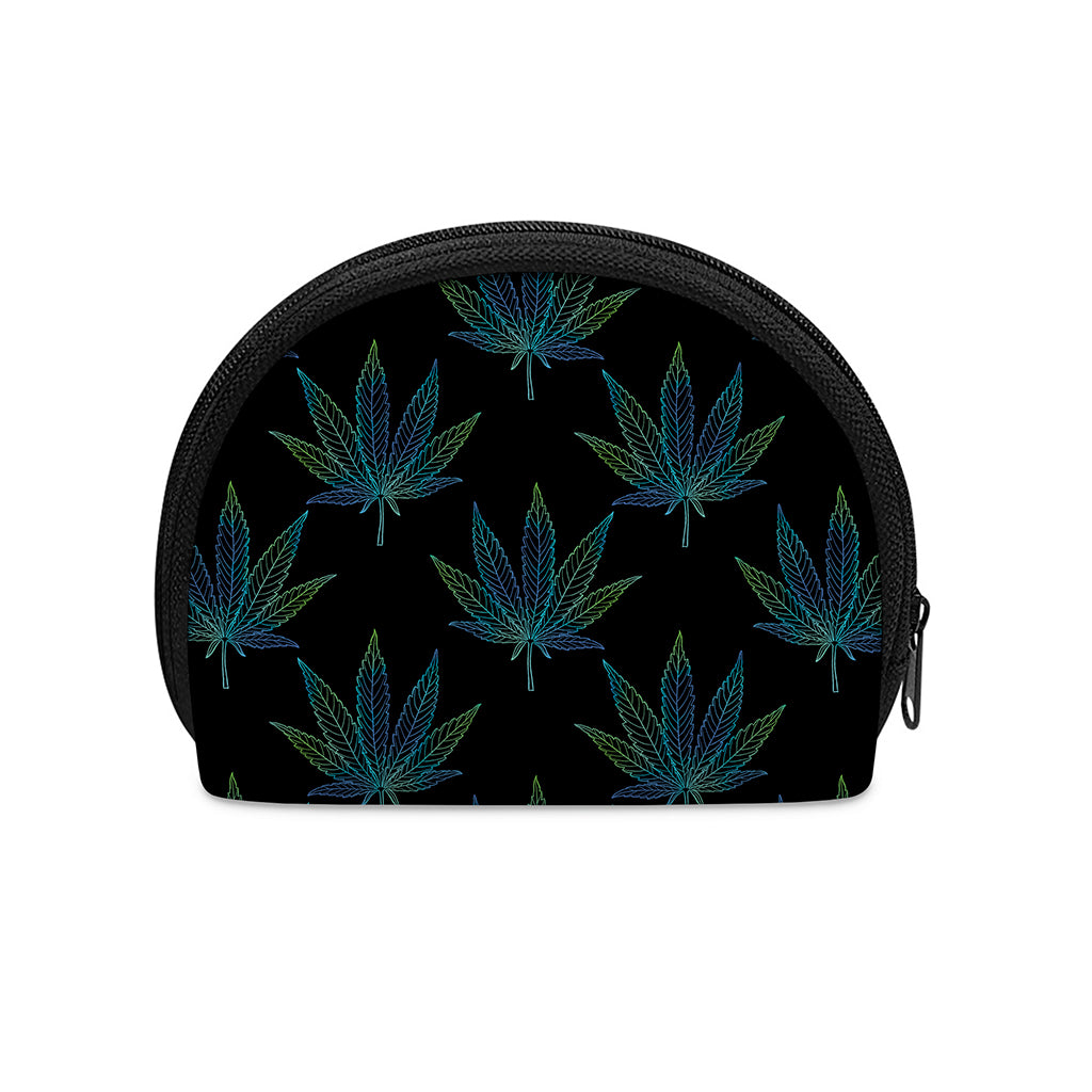 Blue And Green Weed Leaf Pattern Print Coin Purse