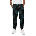 Blue And Green Weed Leaf Pattern Print Cotton Sweatpants