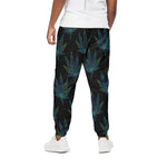 Blue And Green Weed Leaf Pattern Print Cotton Pants