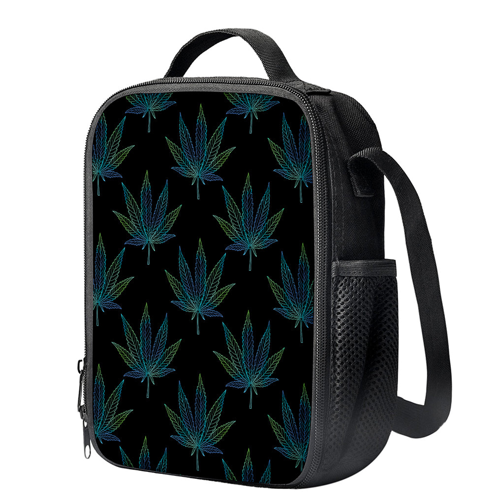 Blue And Green Weed Leaf Pattern Print Crossbody Lunch Bag