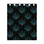 Blue And Green Weed Leaf Pattern Print Curtain