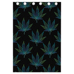 Blue And Green Weed Leaf Pattern Print Curtain