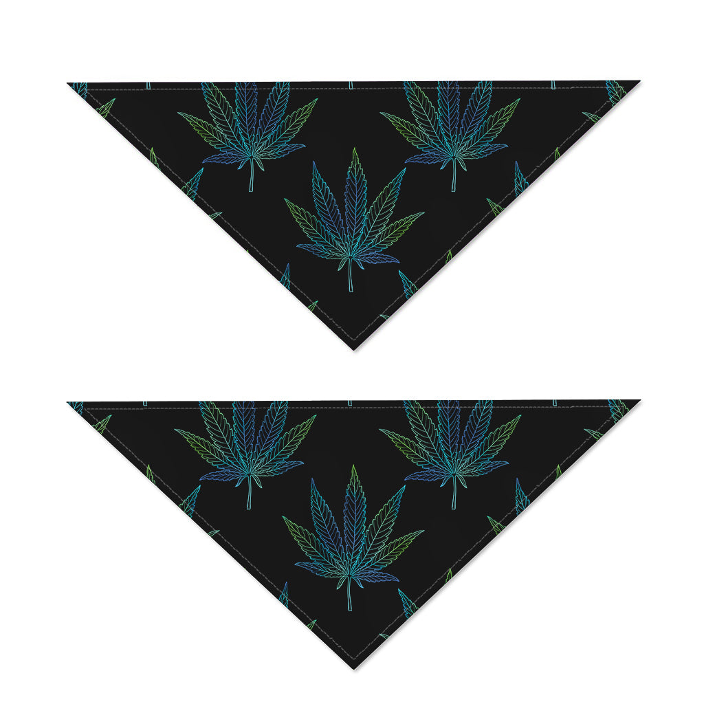 Blue And Green Weed Leaf Pattern Print Dog Bandana