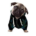 Blue And Green Weed Leaf Pattern Print Dog Zip Up Hoodie