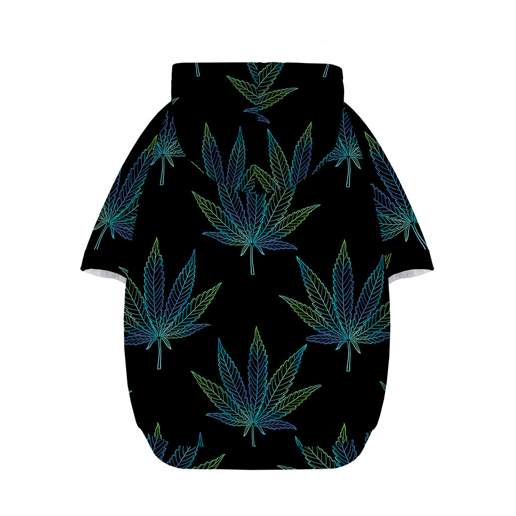 Blue And Green Weed Leaf Pattern Print Dog Zip Up Hoodie
