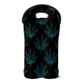 Blue And Green Weed Leaf Pattern Print Double Neoprene Wine Tote
