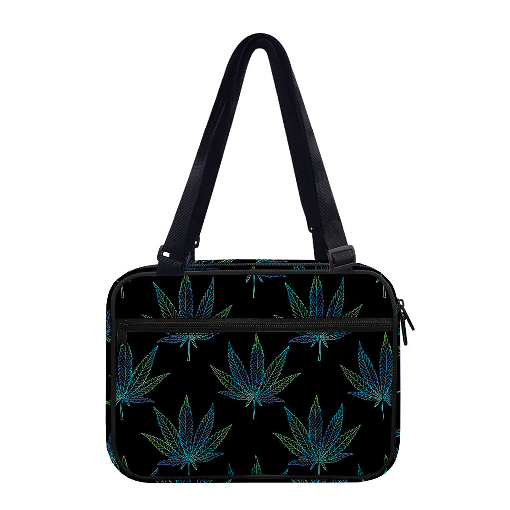 Blue And Green Weed Leaf Pattern Print Double Strap Bible Bag