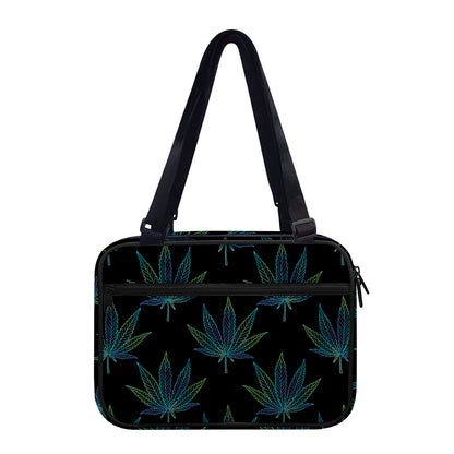 Blue And Green Weed Leaf Pattern Print Double Strap Bible Bag